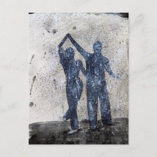 Lovers dansen in de regen briefkaart (Voorkant)