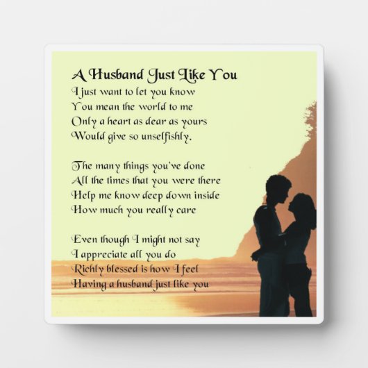 Lovers Design Husband Poem Plaque Fotoplaat (Voorkant)