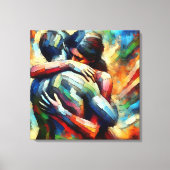 Lover's Embracing Air Oil Paint Style Canvas Afdruk (Voorkant)