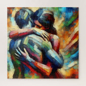 Lover's Embracing Air Oil Paint Style Legpuzzel (Verticaal)