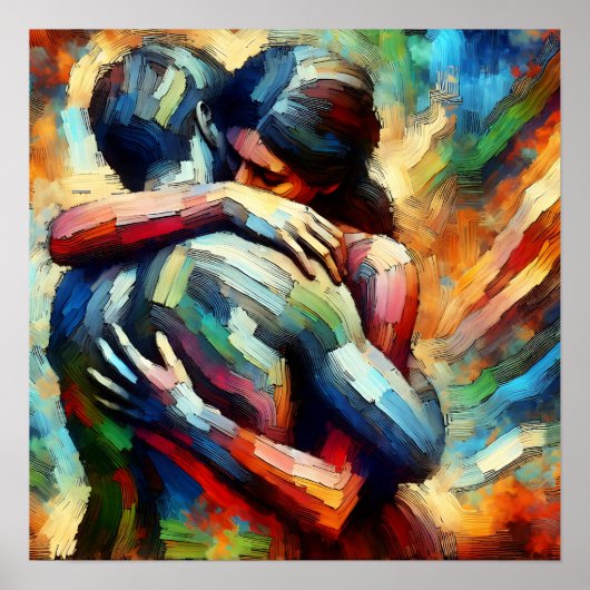 Lover's Embracing Air Oil Paint Style Poster (Voorkant)