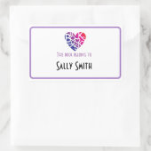 Lover's Heart® Book Lover's Bookplate Rechthoekige Sticker (Tas)