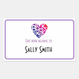 Lover's Heart® Book Lover's Bookplate Rechthoekige Sticker