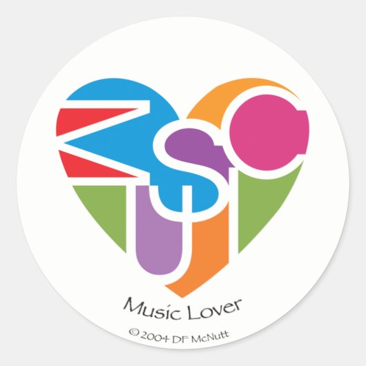 Lover's Heart® Music Lover's Sticker (Voorkant)