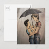 Lovers in de regen briefkaart (Voorkant / Achterkant)