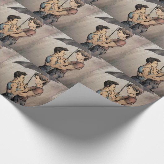 Lovers in de regen cadeaupapier (Hoek)