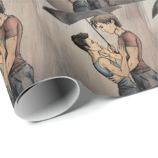 Lovers in de regen cadeaupapier (Rol Hoek)