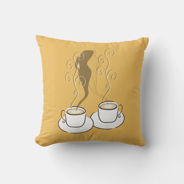 Lovers in koffiestoompiloot kussen (Voorkant)