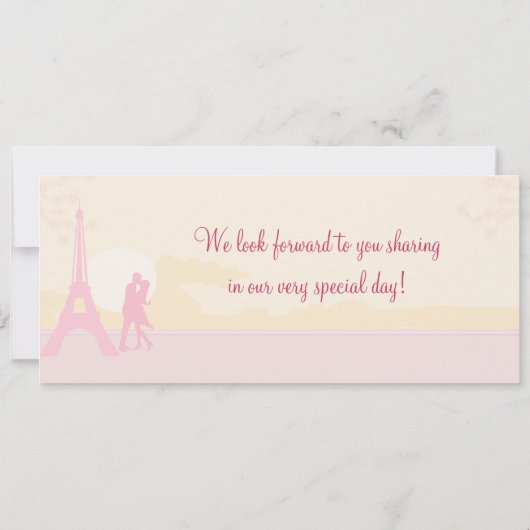 Lovers in Paris boarding Pass Wedding Invitation Kaart (Achterkant)