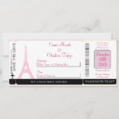 Lovers in Paris boarding Pass Wedding Invitation Kaart (Voorkant)
