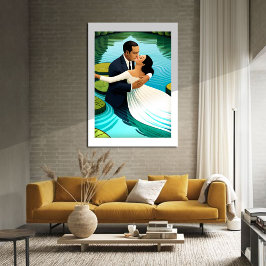 Lovers in the lake foto afdruk