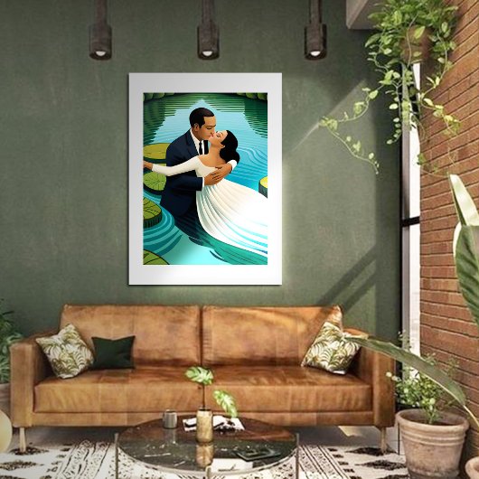 Lovers in the lake foto afdruk