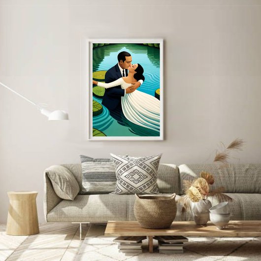 Lovers in the lake foto afdruk