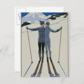 <Lovers in the Snow>van Georges Barbier Briefkaart (Voorkant / Achterkant)