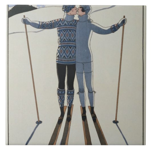 <Lovers in the Snow>van Georges Barbier Tegeltje (Voorkant)