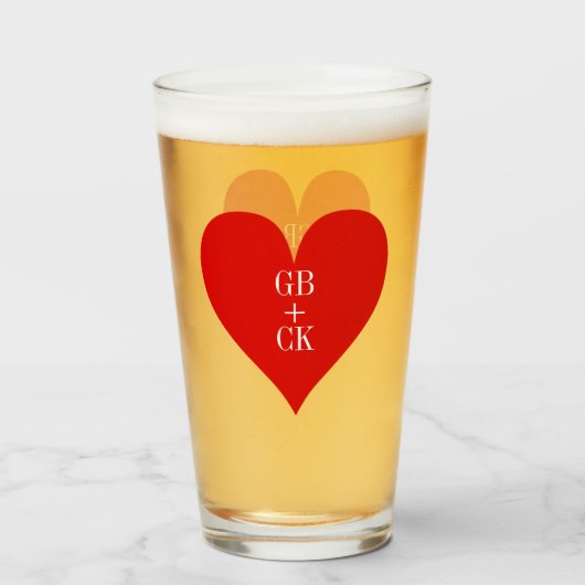 Lover's Initialen Pint Beer Glasses Glas (Voorkant gevuld)