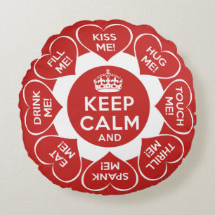 Lovers Keep Calm, Houds Love Hearts Rond Kussen