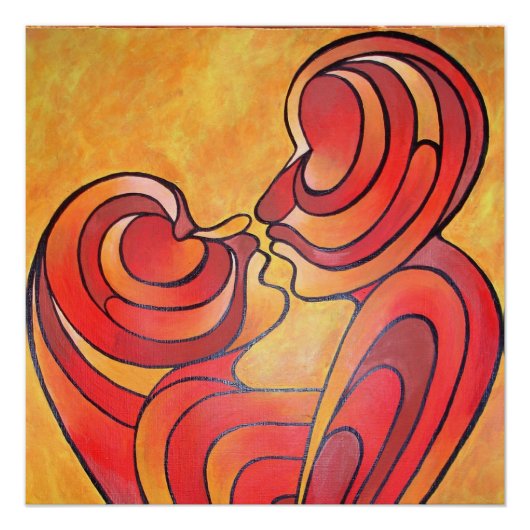 Lovers Kiss en hun lichamen vormen een liefdeshart Poster (Voorkant)