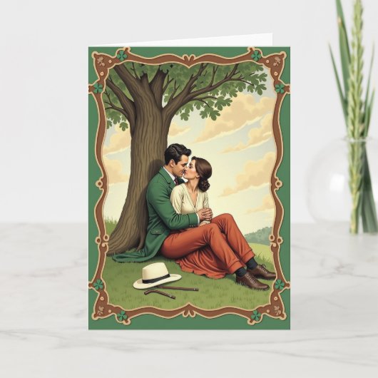 Lovers Kiss Under Tree Scene Card Kaart (Voorkant)