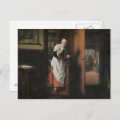 Lovers met een vrouw die luistert briefkaart (Voorkant / Achterkant)