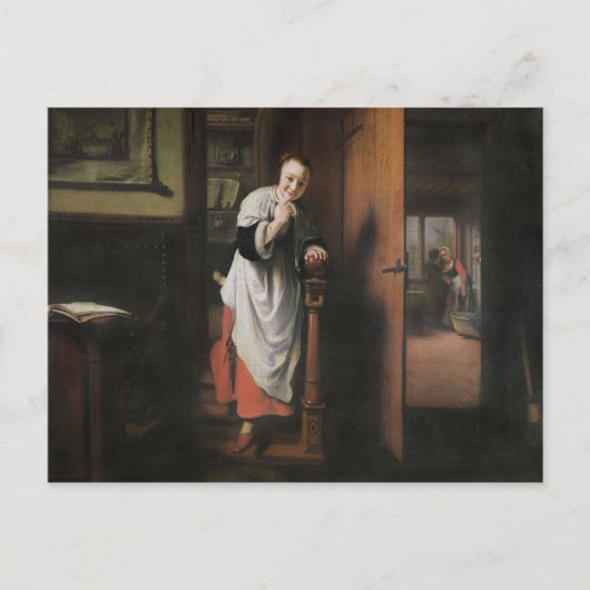 Lovers met een vrouw die luistert briefkaart (Voorkant)