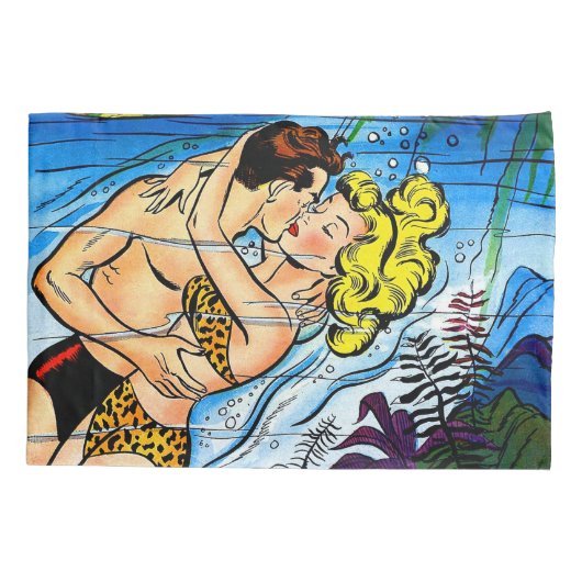 Lovers Ocean Romance Comics Kussensloop (Achterkant-Links)