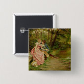 Lovers (olie op canvas) vierkante button 5,1 cm (Voorkant /achterkant)