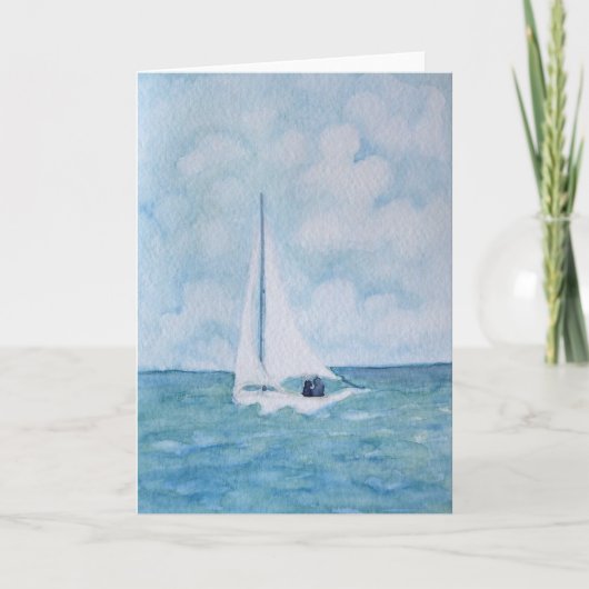 Lovers on a Sailboat Valentine's Day Card Feestdagen Kaart (Voorkant)