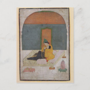 Lovers on a terrace, Garhwal, c.1780-1800 Briefkaart