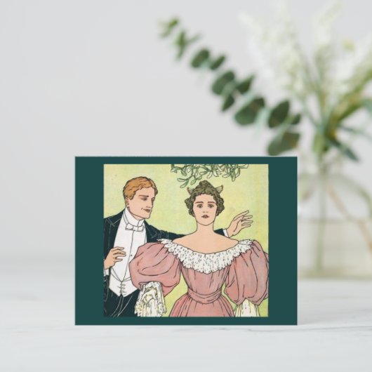 Lovers onder de Mistletoe Briefkaart (Staand voorkant)