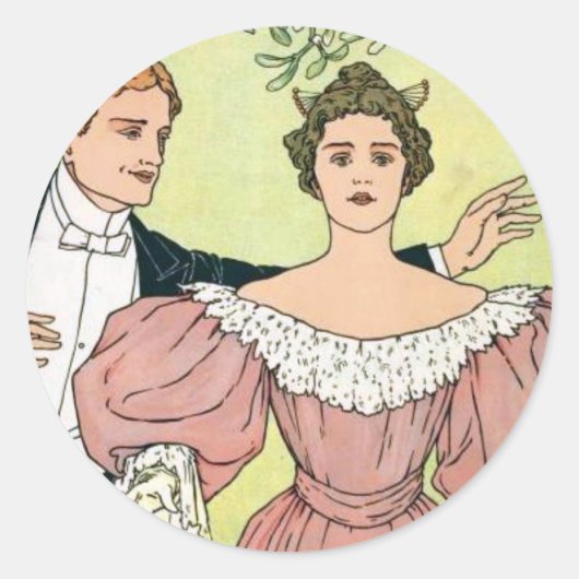 Lovers onder de Mistletoe Ronde Sticker (Voorkant)