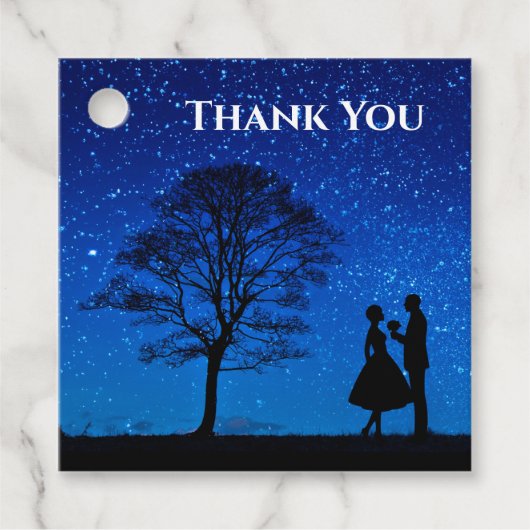 Lovers onder volle maan bedankjes labels (Voorkant)