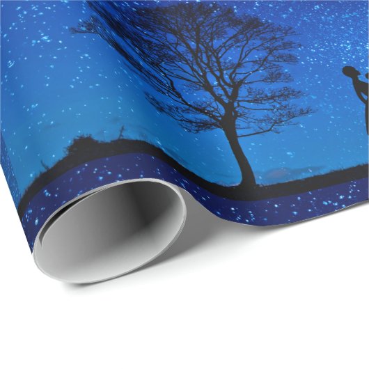 Lovers onder volle maan cadeaupapier (Rol Hoek)