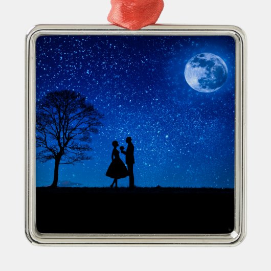 Lovers onder volle maan metalen ornament (Voorkant)