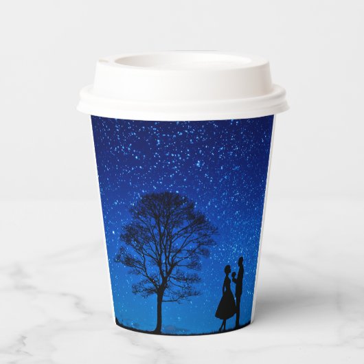 Lovers onder volle maan papieren bekers (Achterkant)