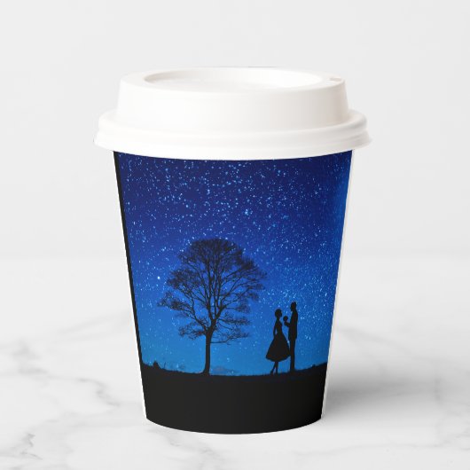 Lovers onder volle maan papieren bekers (Voorkant)