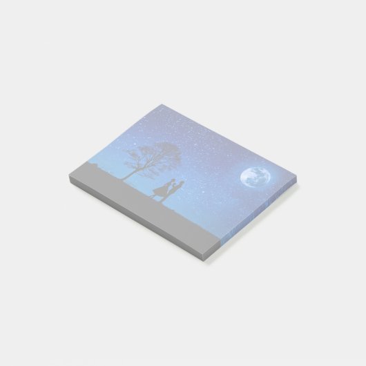 Lovers onder volle maan post-it® notes (Schuin)