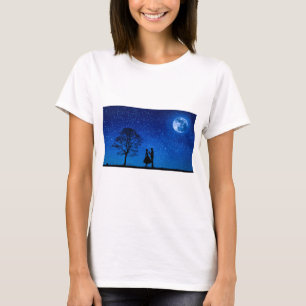 Lovers onder volle maan t-shirt