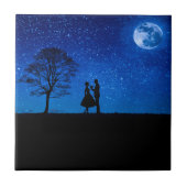 Lovers onder volle maan tegeltje (Voorkant)