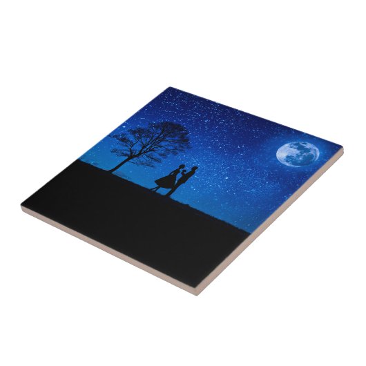 Lovers onder volle maan tegeltje (Zijkant)