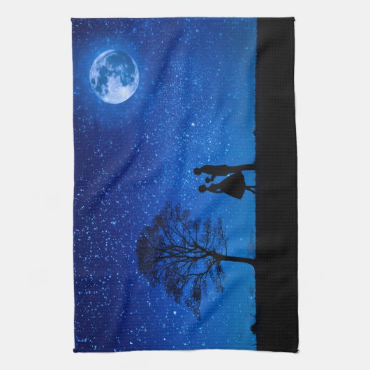 Lovers onder volle maan theedoek (Verticaal)