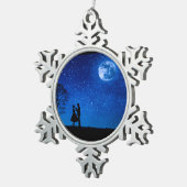 Lovers onder volle maan tin sneeuwvlok ornament (Rechts)