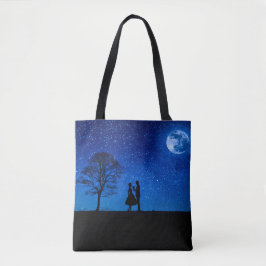 Lovers onder volle maan tote bag