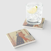 Lovers op een balkon (m/v op papier) stenen onderzetter (Zijkant)