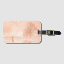 Lovers op een bevroren vijver bagagelabel