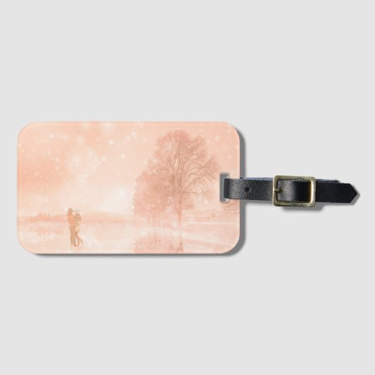 Lovers op een bevroren vijver bagagelabel (Voorkant (horizontaal))