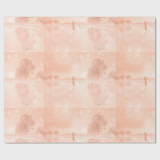 Lovers op een bevroren vijver cadeaupapier (Vlak)