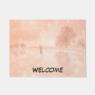 Lovers op een bevroren vijver deurmat