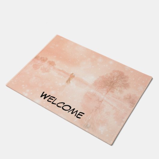 Lovers op een bevroren vijver deurmat (Schuin)