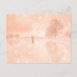 Lovers op een bevroren vijver feestdagenkaart